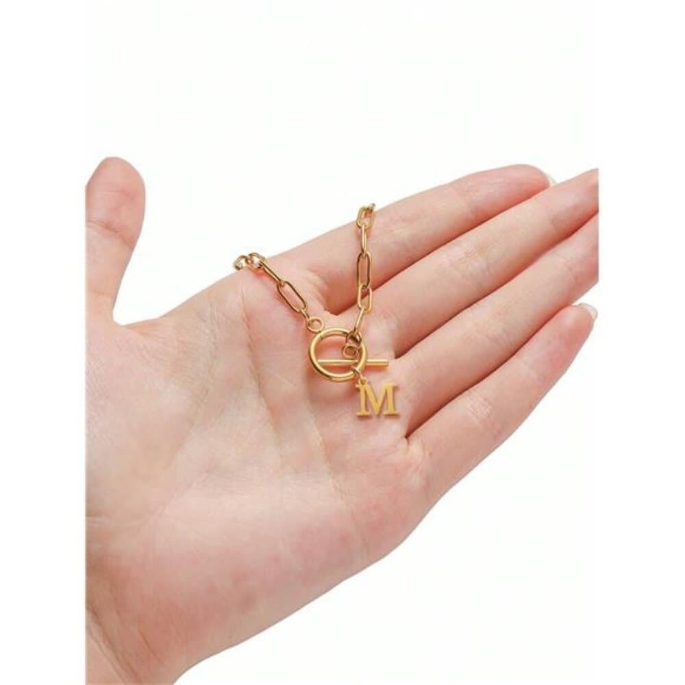 Letter Initial Necklace For Women Capital Cz A-Z Alphabet Gold Color Necklace - Thumbnail 5