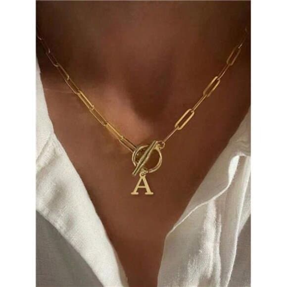 Letter Initial Necklace For Women Capital Cz A-Z Alphabet Gold Color Necklace - Thumbnail 13