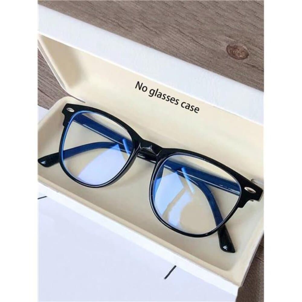 1pc Women's Black Oval Fashion Prescription Free American Flat Glasses, - Thumbnail 15
