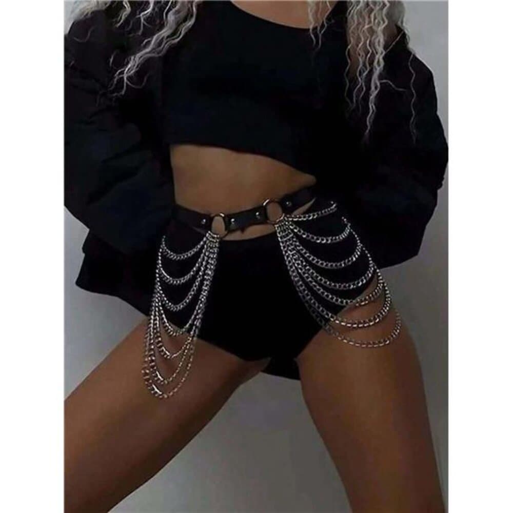 1pc Waist Leather Chain Belt, Fashion Apparel Accessory For Women - Thumbnail 2