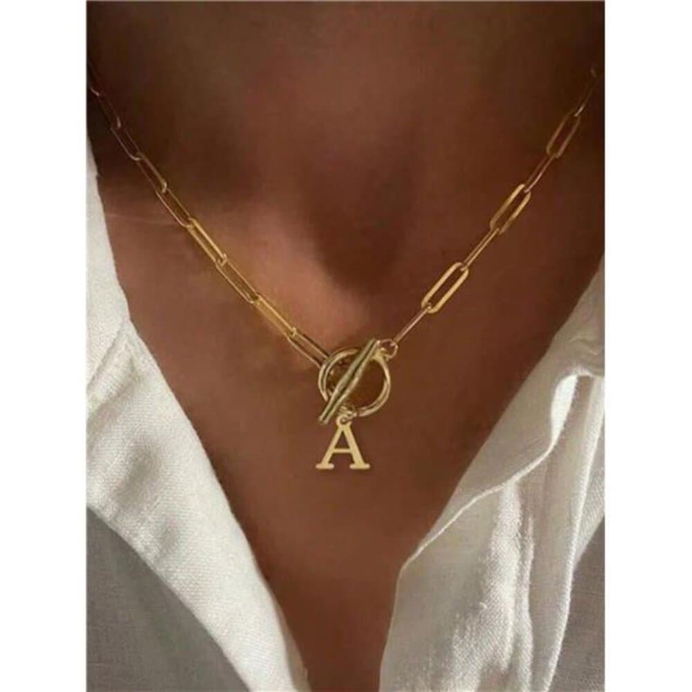 Letter Initial Necklace For Women Capital Cz A-Z Alphabet Gold Color Necklace - Thumbnail 8