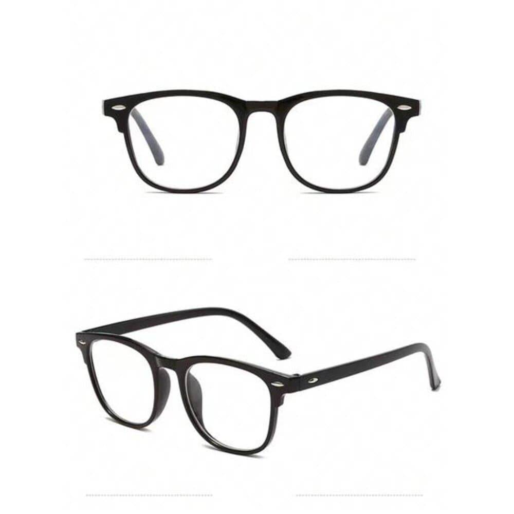 1pc Women's Black Oval Fashion Prescription Free American Flat Glasses, - Thumbnail 7