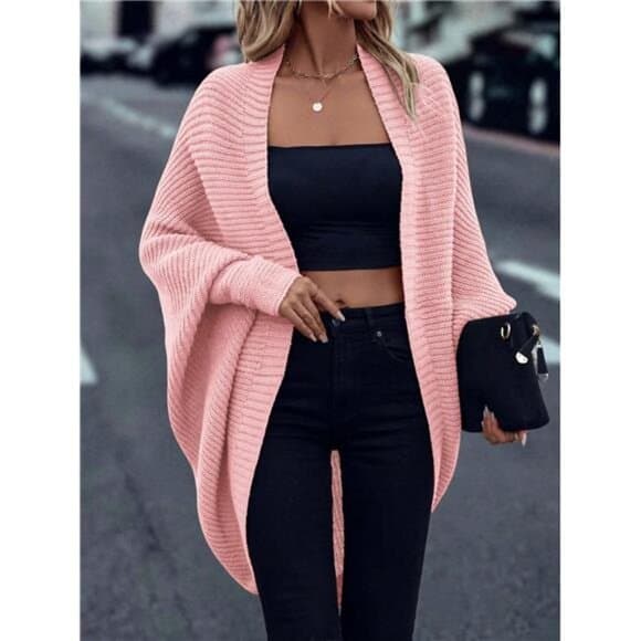 Solid Color Casual Versatile Asymmetric Hem Knit Cardigan,Long Sleeve - Thumbnail 7