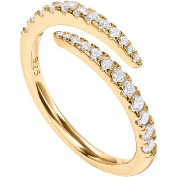 14K Gold Plated Cubic Zirconia Open Twist Eternity Band - Thumbnail 7