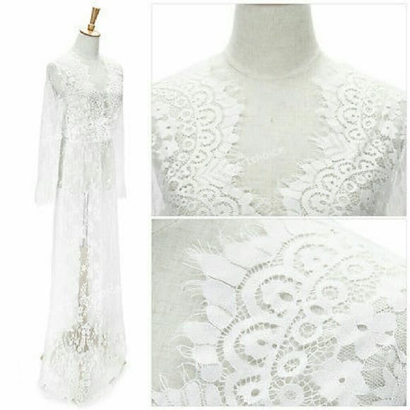 Sexy White Lace Dress - Thumbnail 2