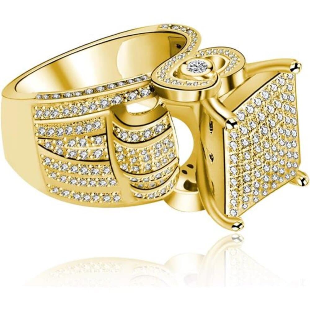 Women's 0.4" Wide Square Cluster Engagement Heart Architecture Ring, - Thumbnail 4