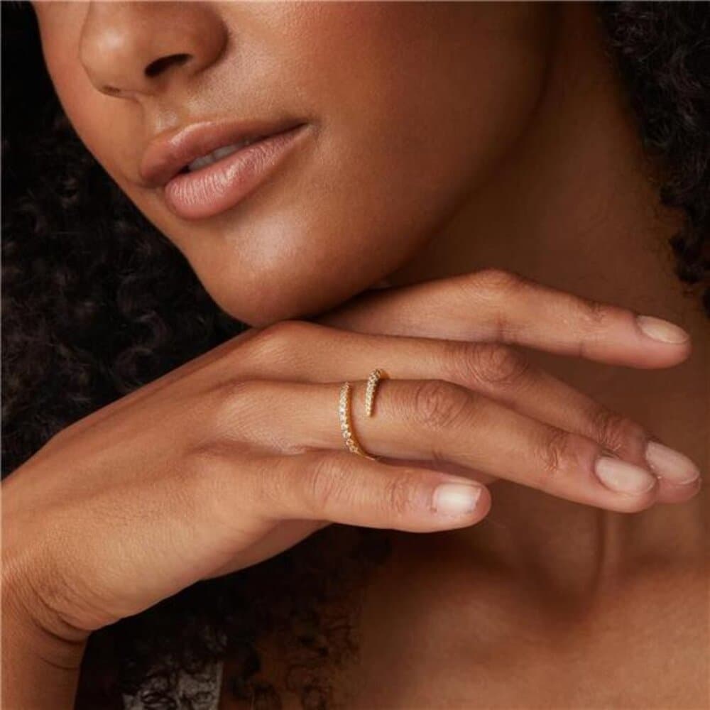 14K Gold Plated Cubic Zirconia Open Twist Eternity Band - Thumbnail 3