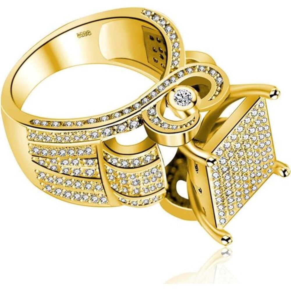 Women's 0.4" Wide Square Cluster Engagement Heart Architecture Ring, - Thumbnail 3