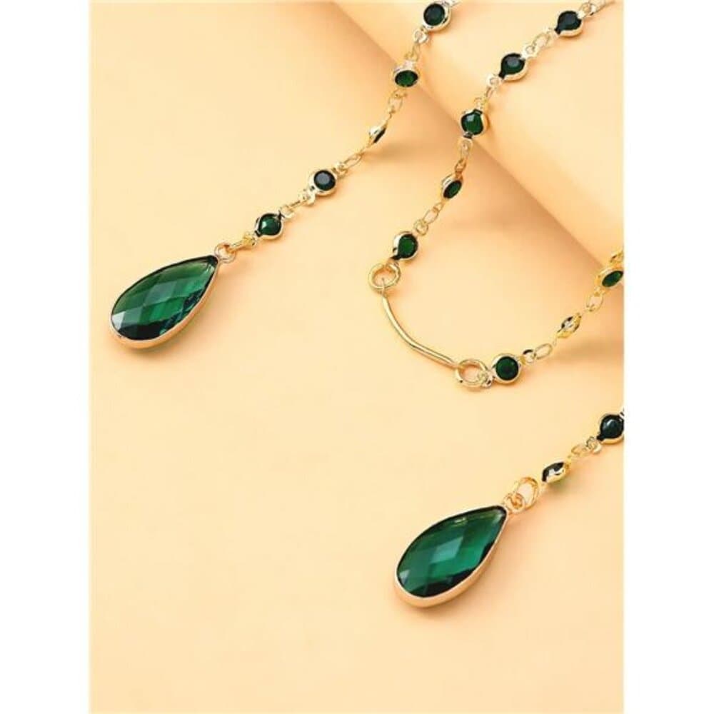 Green Crystal Tassel Face Chain, Minimalist Face Jewelry Accessory For Women - Thumbnail 3