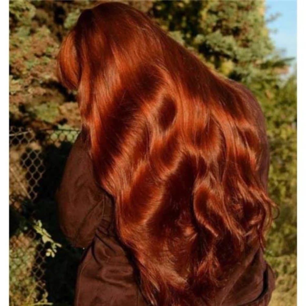 24” COPPER Human Hair Red Wavy Wig | Lace Front Wig | 100%human Hair - Thumbnail 14