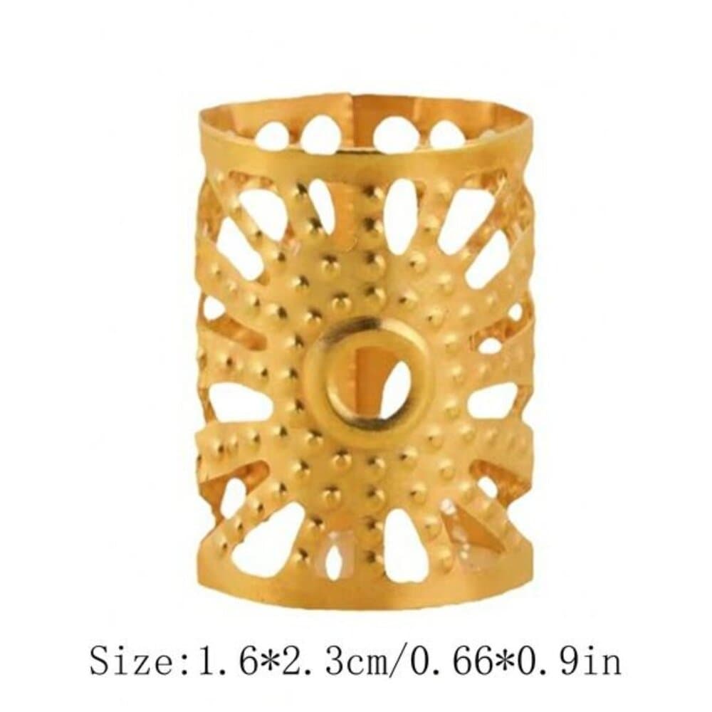 5pcs Large Hollow Gold Hair Rings, Dreadlock Vintage Hair Clips, Fashionable - Thumbnail 4