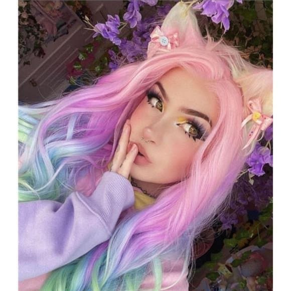 24” RAINBOW Rainbow Wavy Wig | Lace Front Wig | Heat Resistant Long BRAND NEW - Thumbnail 17