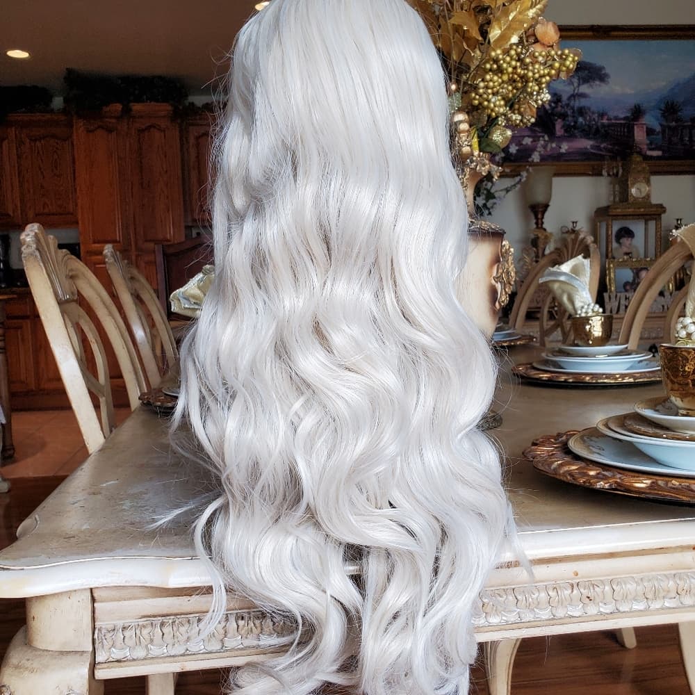 White Blonde Full Wig 20-24 inches!! READY TO SHIP TODAY!!! - Thumbnail 5