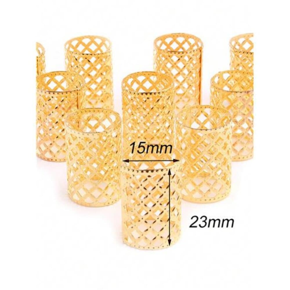 5pcs Large Hollow Gold Hair Rings, Dreadlock Vintage Hair Clips, Fashionable - Thumbnail 5