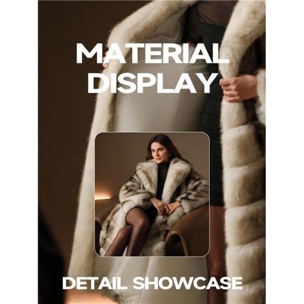 Anewsta Vintage Patchwork Faux Fur Long Coat, Winter Fashion - Thumbnail 4