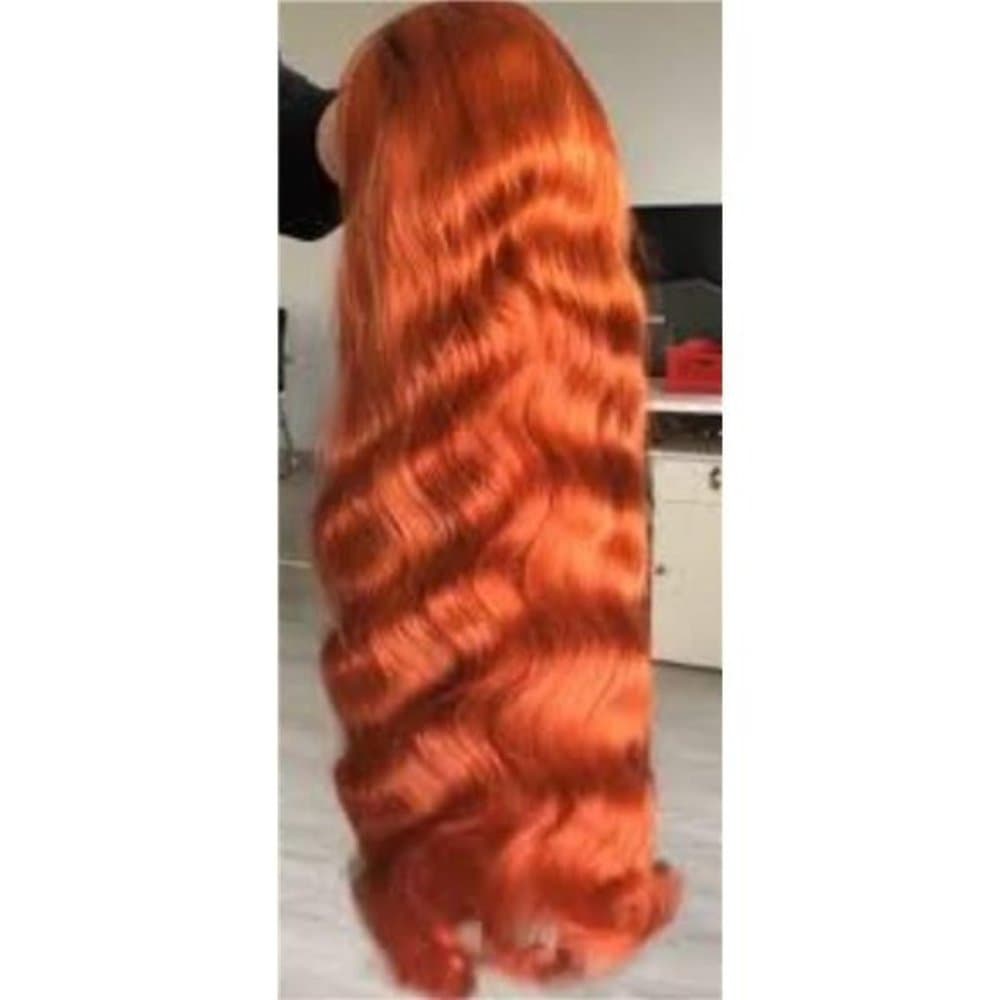 24” COPPER Human Hair Red Wavy Wig | Lace Front Wig | 100%human Hair - Thumbnail 6