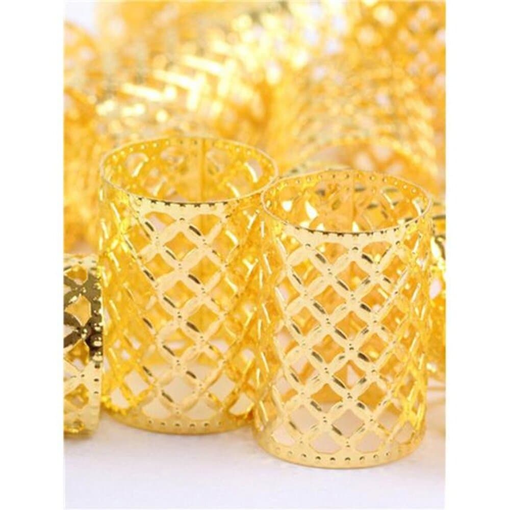 5pcs Large Hollow Gold Hair Rings, Dreadlock Vintage Hair Clips, Fashionable - Thumbnail 3