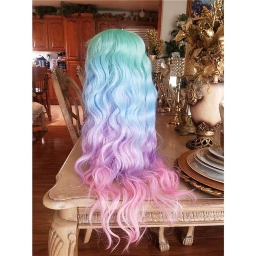 24” RAINBOW Rainbow Wavy Wig | Lace Front Wig | Heat Resistant Long BRAND NEW - Thumbnail 15