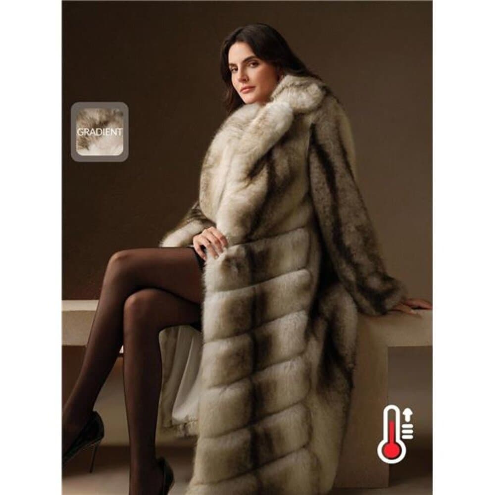 Anewsta Vintage Patchwork Faux Fur Long Coat, Winter Fashion - Thumbnail 5