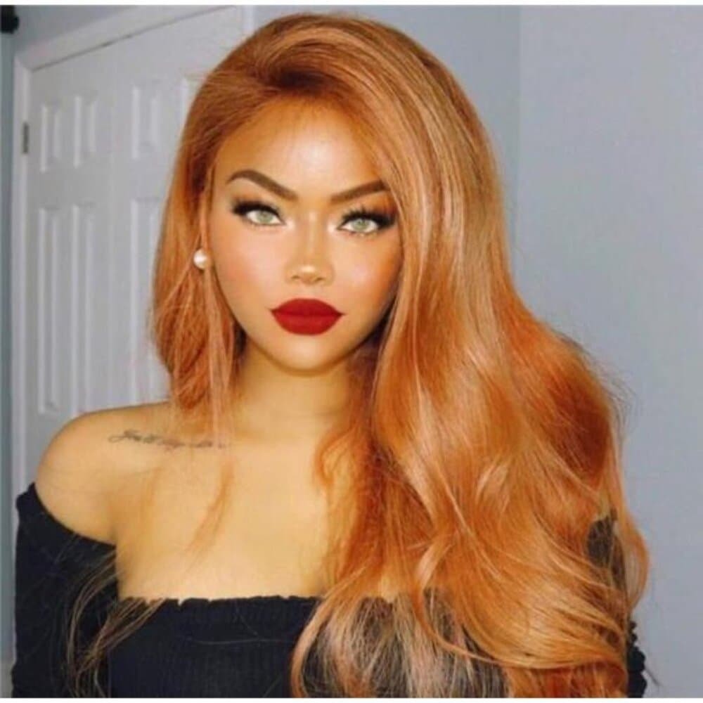 Orange Copper Lace Front WigCosplay Blonde Long Loose Wave Super LongBody - Thumbnail 12