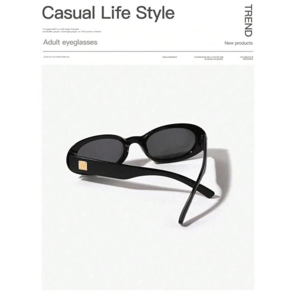 1pc New Small Frame Oval Fashion Glasses, Retro Street Style Versatile - Thumbnail 3