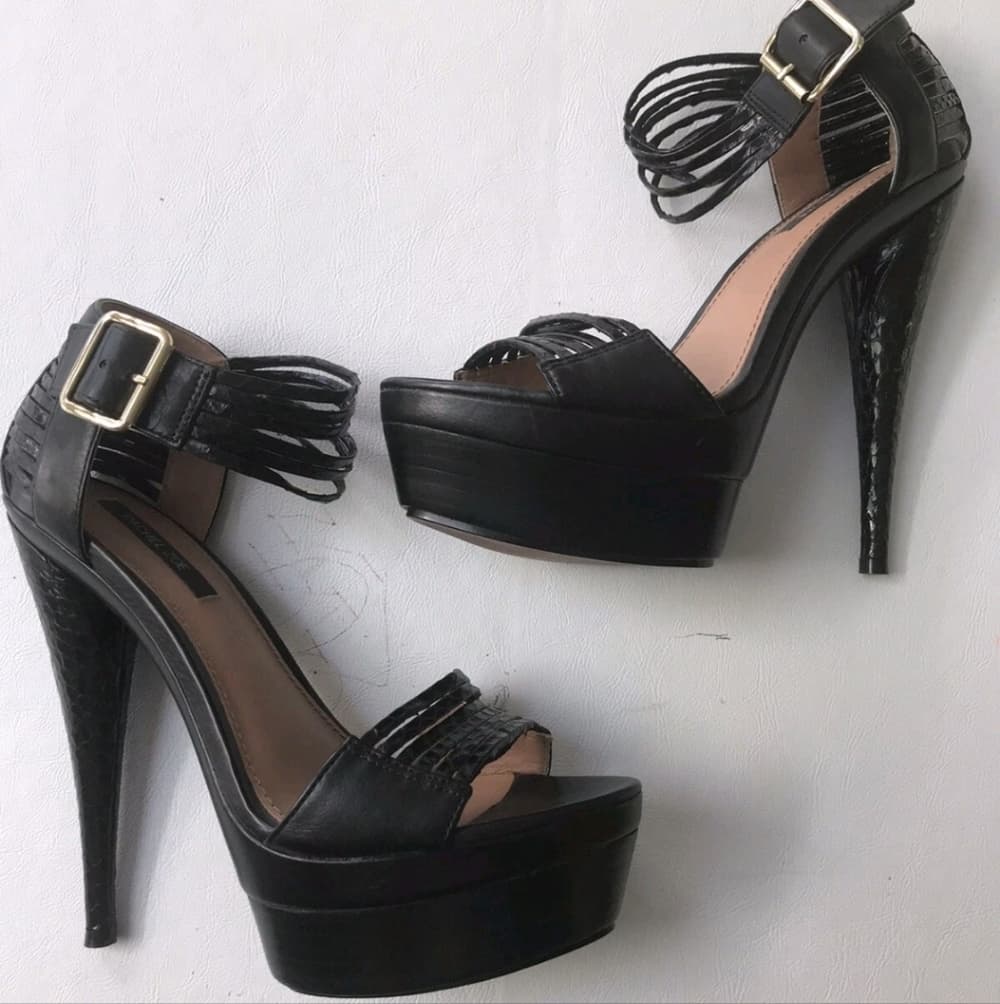 Rachel Zoe Black Strappy Platform Heels - Thumbnail 8