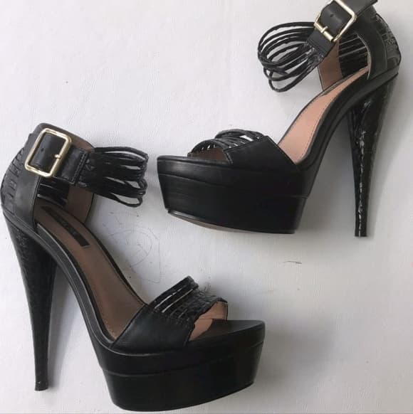 Rachel Zoe Black Strappy Platform Heels - Thumbnail 9