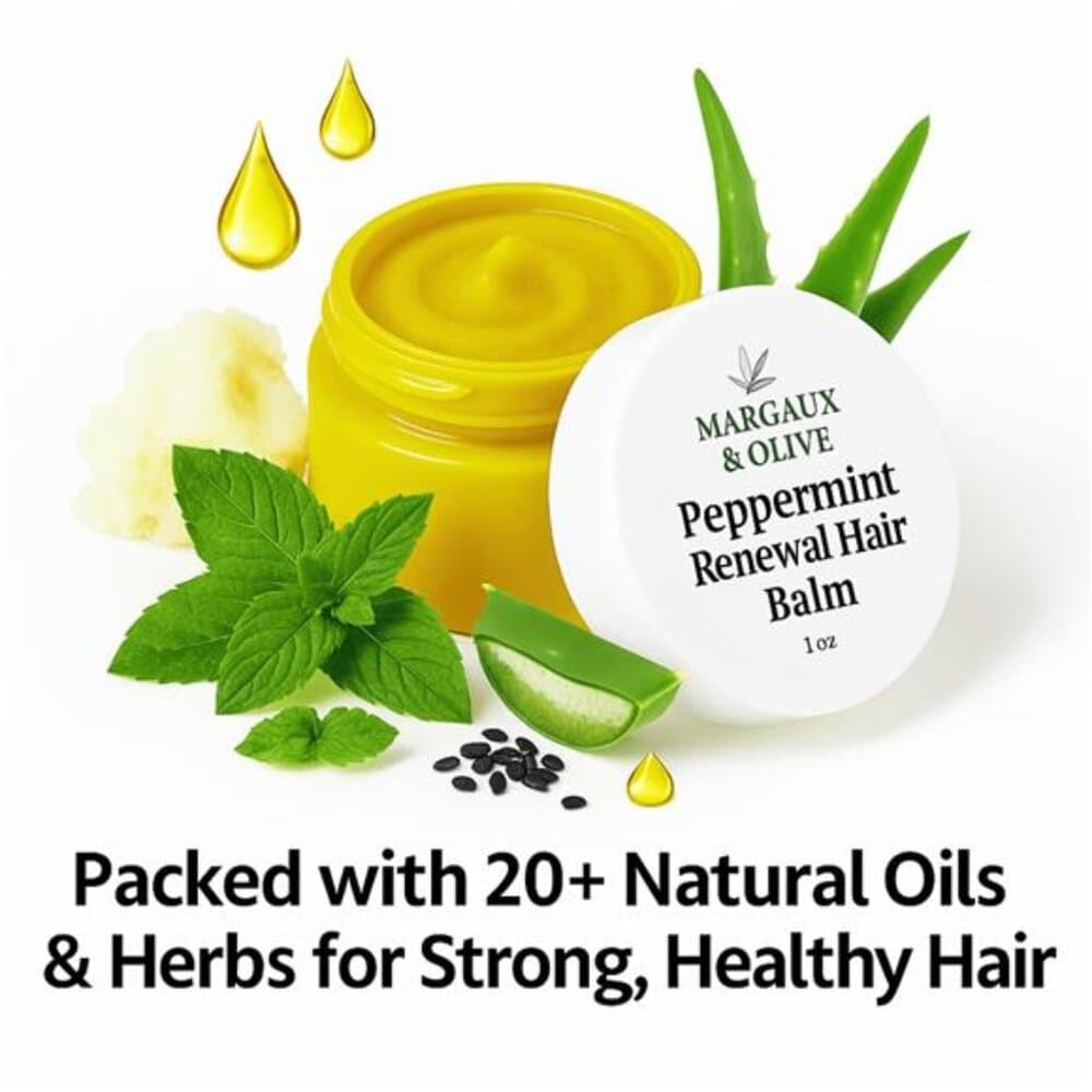 Peppermint Herbal Hair Balm | 20+ Oils & Herbs with Shea Butter, Aloe & Castor - Thumbnail 4