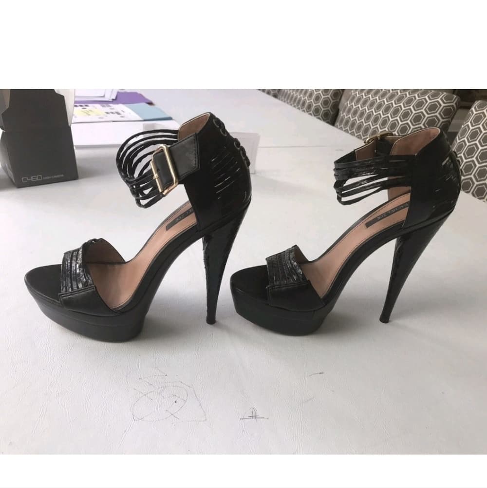 Rachel Zoe Black Strappy Platform Heels - Thumbnail 5