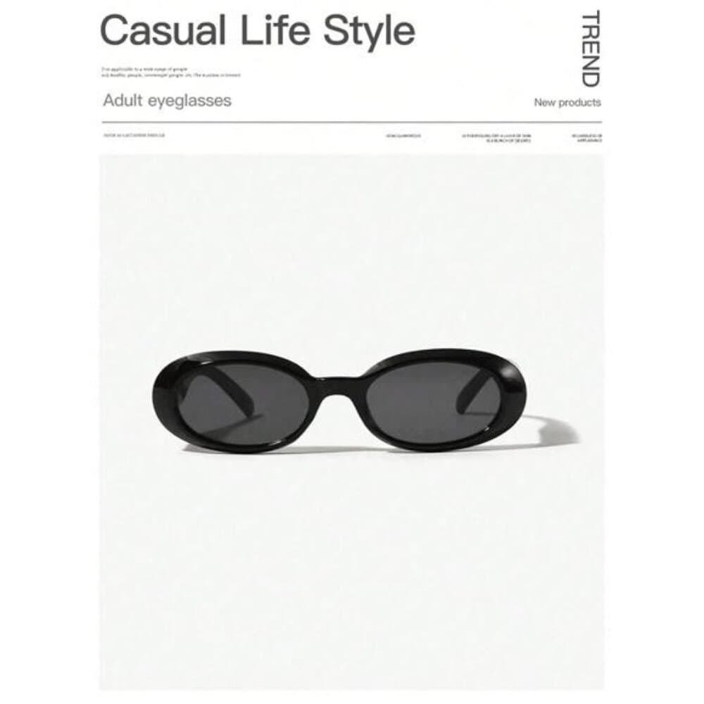 1pc New Small Frame Oval Fashion Glasses, Retro Street Style Versatile - Thumbnail 2
