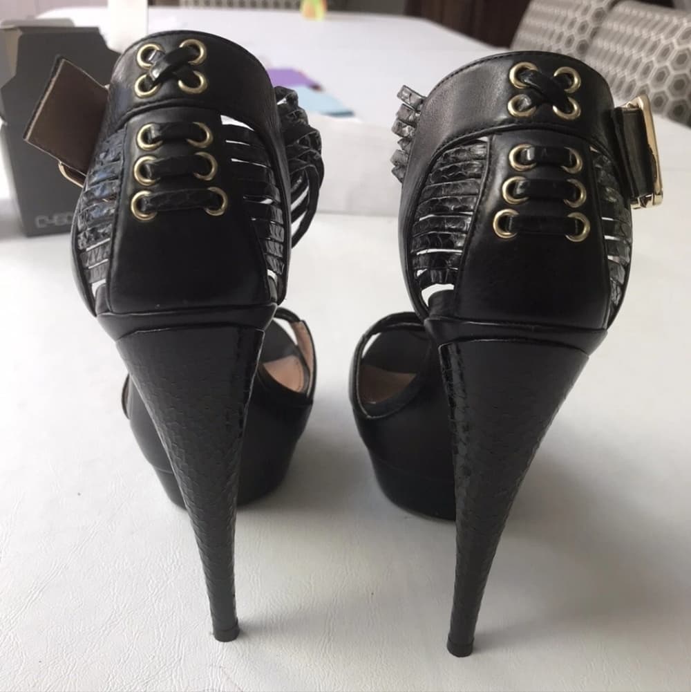 Rachel Zoe Black Strappy Platform Heels - Thumbnail 6
