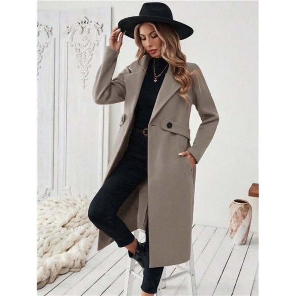 Set Women's Elegant Stand Collar Belted Jacket And Pants, - Thumbnail 3