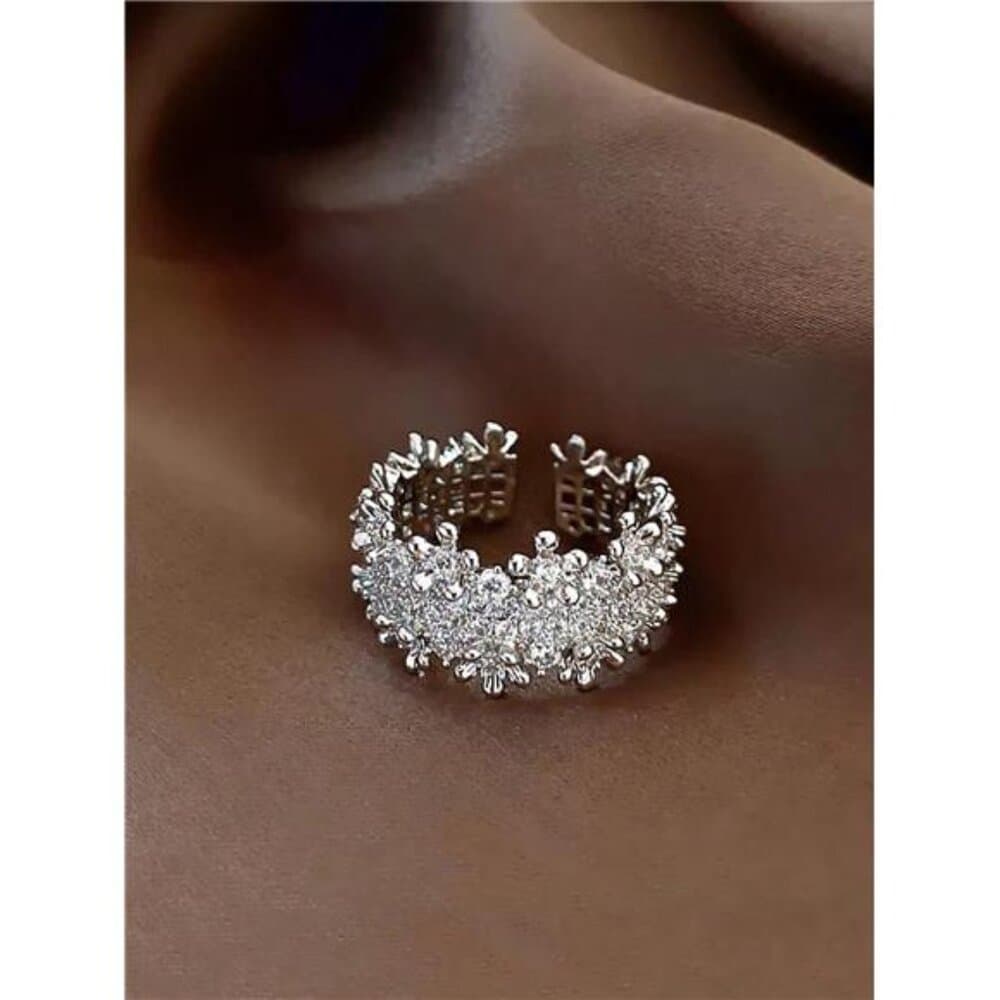5pcs Elegant Copper Inlaid Cubic Zirconia Fashion Simple Chic Rings Set, - Thumbnail 5