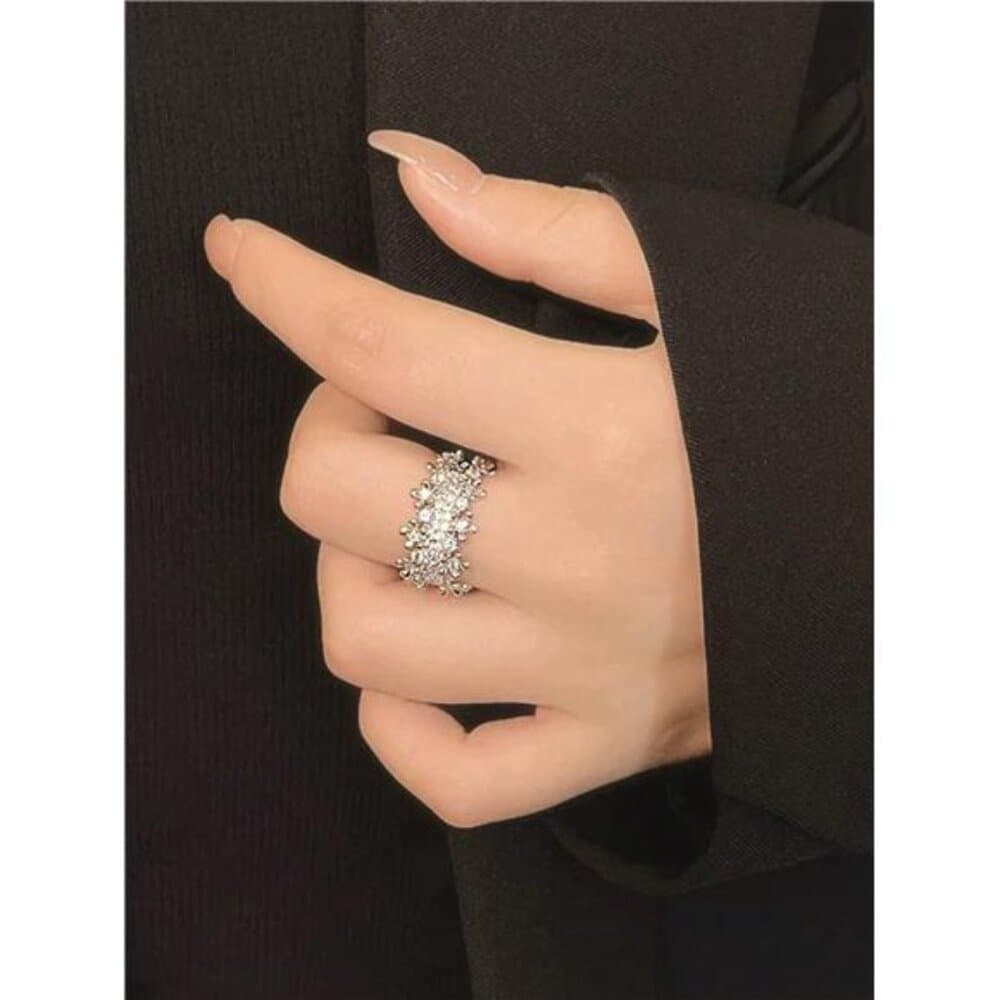 5pcs Elegant Copper Inlaid Cubic Zirconia Fashion Simple Chic Rings Set, - Thumbnail 6