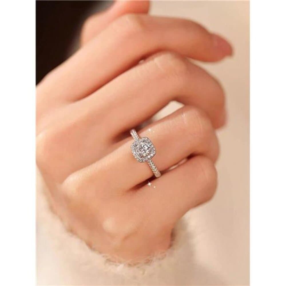 5pcs Elegant Copper Inlaid Cubic Zirconia Fashion Simple Chic Rings Set, - Thumbnail 4