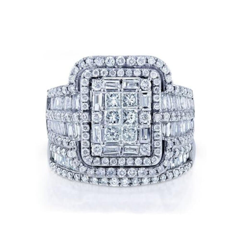 2pcs Luxury Exaggerated Women's Cubic Zirconia Pair Ring Set Ring Fashion - Thumbnail 2