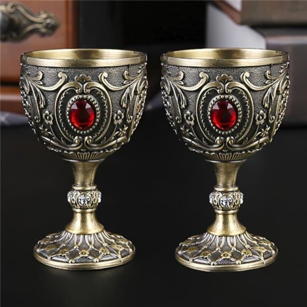 2 Vintage Chalice Cups Inspired by Medieval Design, Great for Cold Beverages - Thumbnail 3