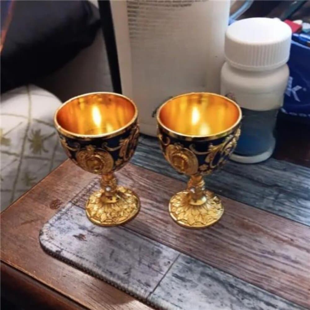 2 Vintage Chalice Cups Inspired by Medieval Design, Great for Cold Beverages - Thumbnail 7