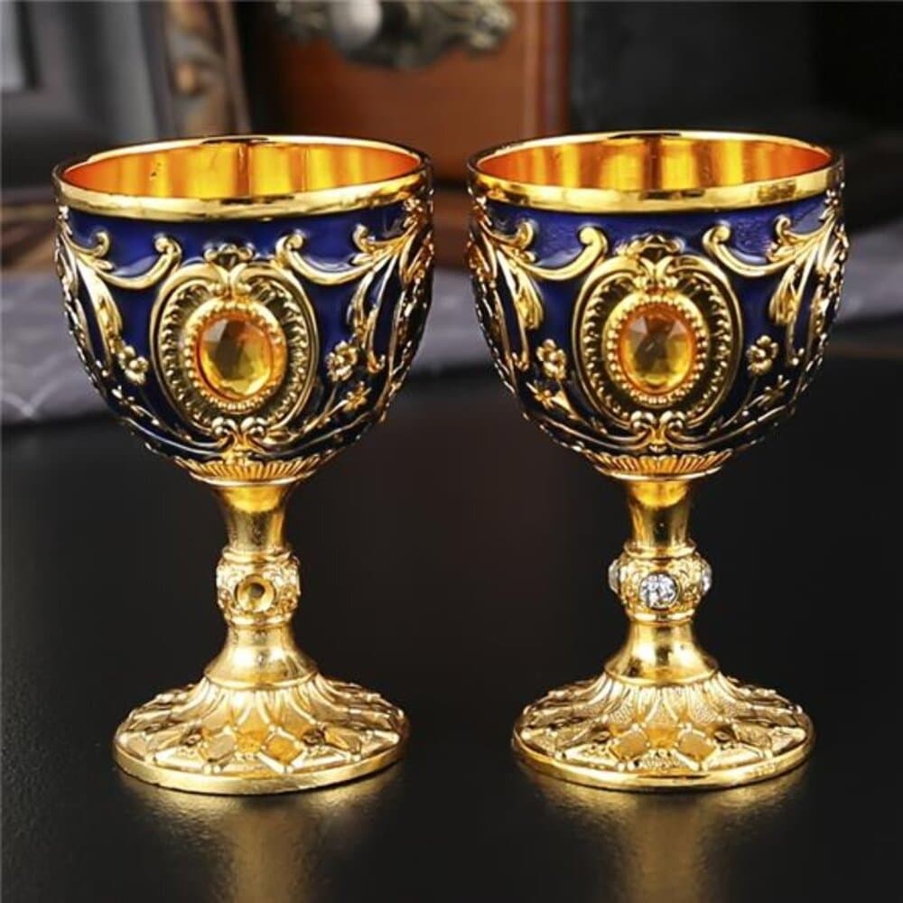 2 Vintage Chalice Cups Inspired by Medieval Design, Great for Cold Beverages - Thumbnail 2