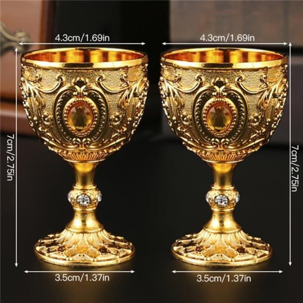 2 Vintage Chalice Cups Inspired by Medieval Design, Great for Cold Beverages - Thumbnail 4