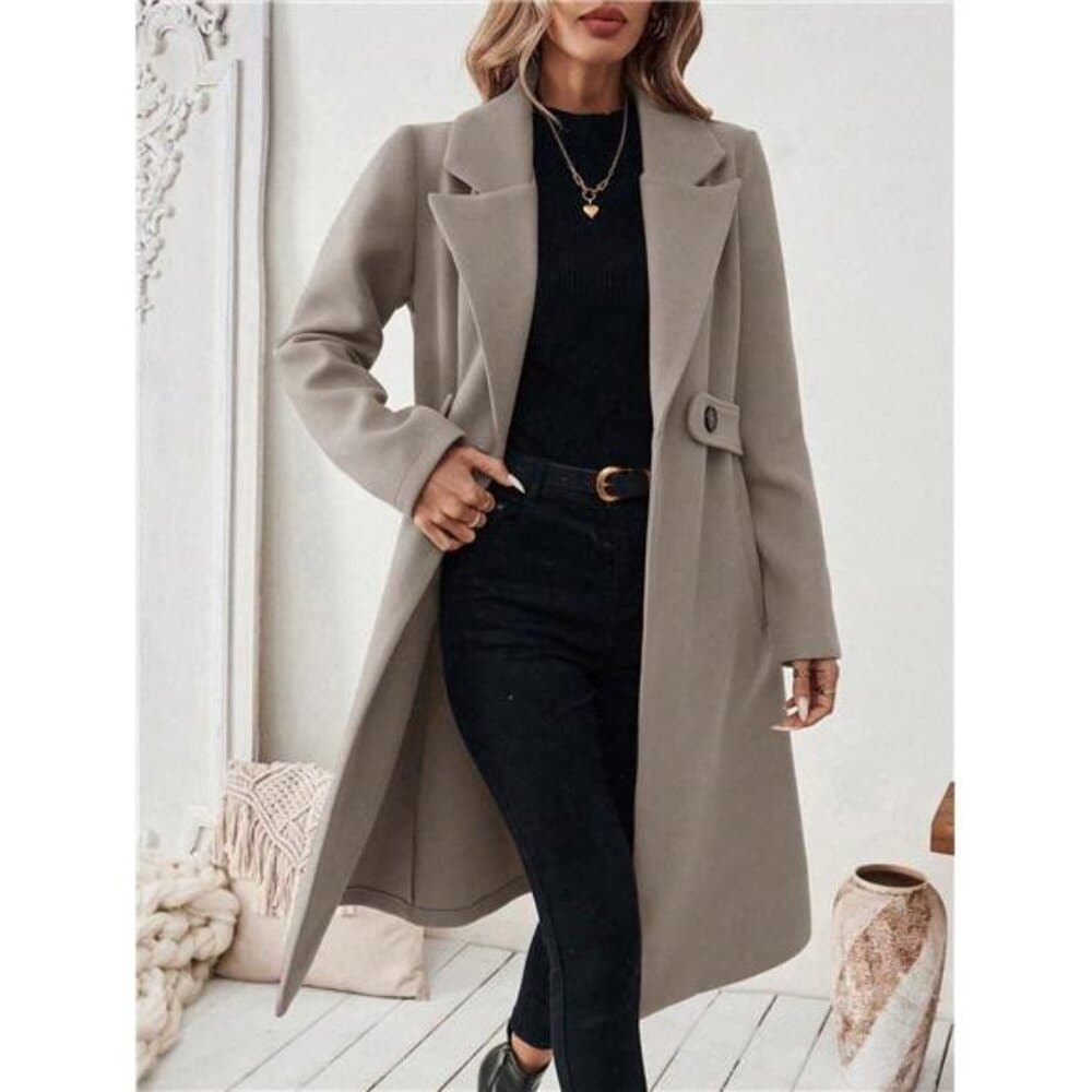 Set Women's Elegant Stand Collar Belted Jacket And Pants, - Thumbnail 5