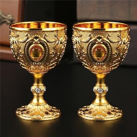 2 Vintage Chalice Cups Inspired by Medieval Design, Great for Cold Beverages - Thumbnail 9