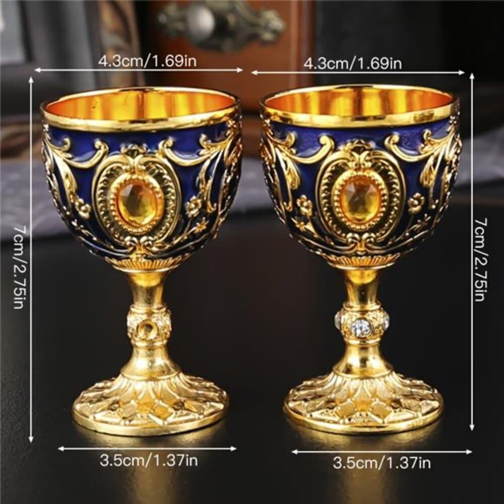 2 Vintage Chalice Cups Inspired by Medieval Design, Great for Cold Beverages - Thumbnail 6
