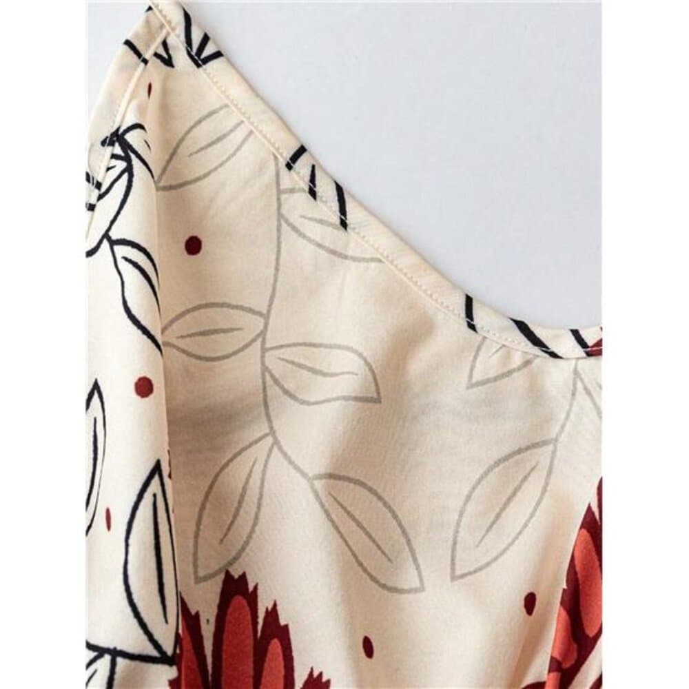 Resort Floral Print Backless Drawstring Dress - Thumbnail 2