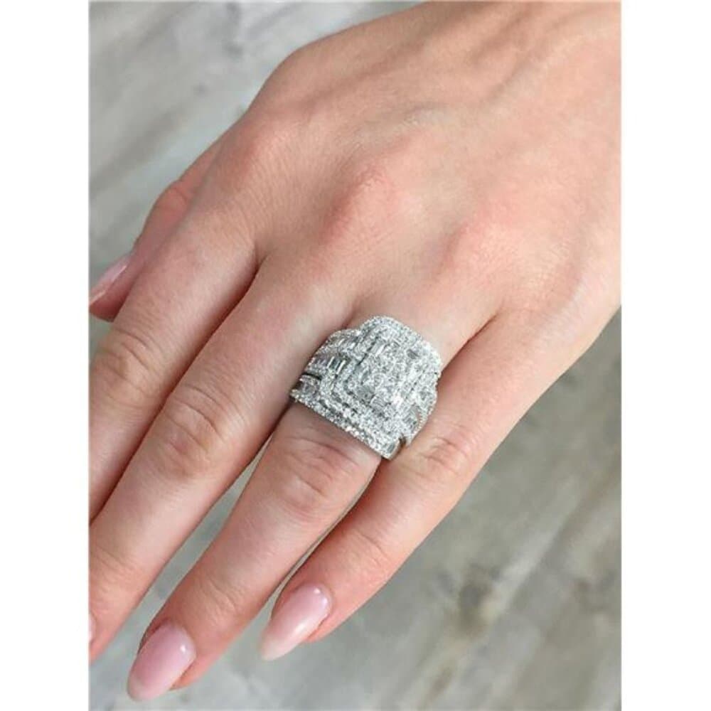 2pcs Luxury Exaggerated Women's Cubic Zirconia Pair Ring Set Ring Fashion - Thumbnail 7