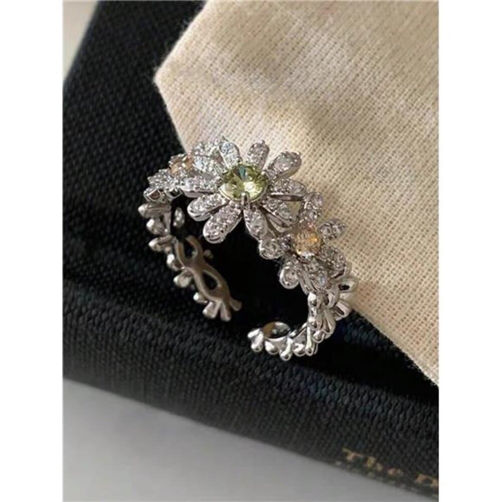 5pcs Elegant Copper Inlaid Cubic Zirconia Fashion Simple Chic Rings Set, - Thumbnail 7