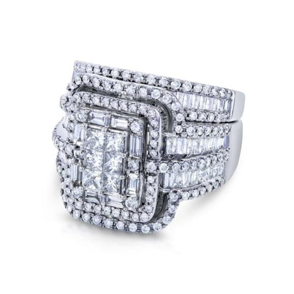 2pcs Luxury Exaggerated Women's Cubic Zirconia Pair Ring Set Ring Fashion - Thumbnail 3