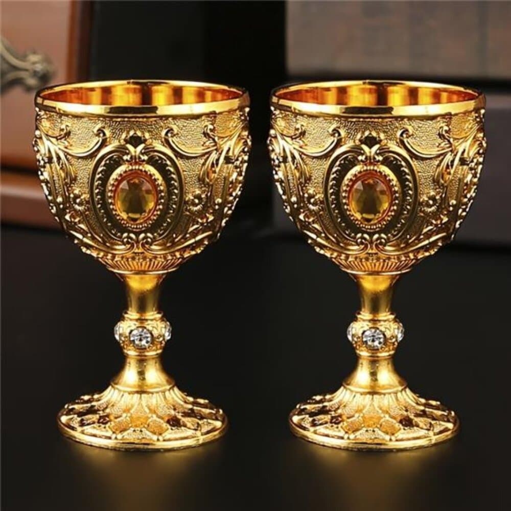 2 Vintage Chalice Cups Inspired by Medieval Design, Great for Cold Beverages - Thumbnail 8