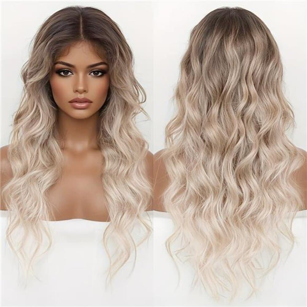Ombre Honey Blonde Curly Wave Wig | Lace Front, Shoulder Length, Glueless, - Thumbnail 5