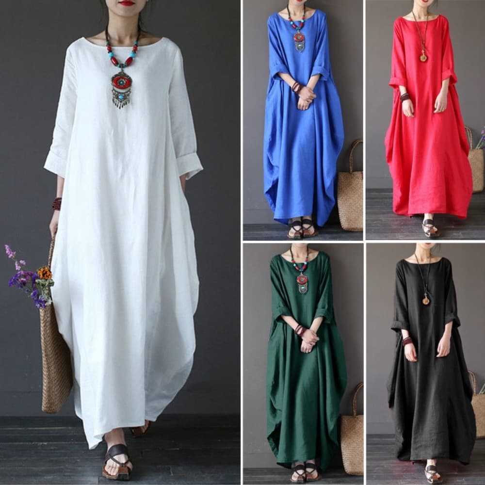 Crew Neck Baggy Dress - Thumbnail 7